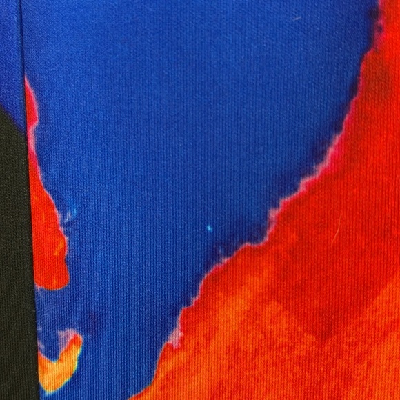 Amanda Uprichard Artsy Fit & Flare Scuba Dress Party Water Color Emily in Paris - Picture 6 of 6